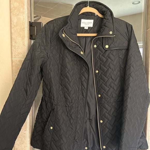 Cole Haan black jacket with gold embellishments. Like new. - Picture 1 of 5